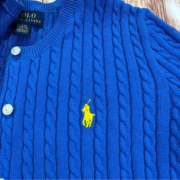 Ralph Lauren Polo Girls Cotton Knit Cable Cardigan Sweater! Size 12/14 Youth - Picture 6 of 14